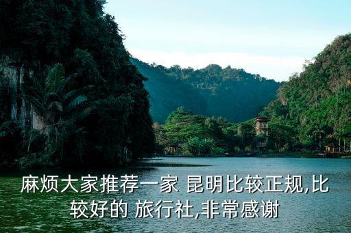 麻烦大家推荐一家 昆明比较正规,比较好的 旅行社,非常感谢