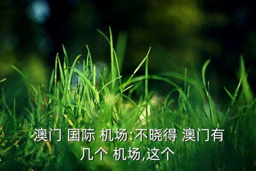  澳门 国际 机场:不晓得 澳门有几个 机场,这个