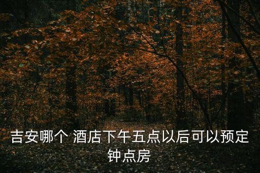 吉安哪个 酒店下午五点以后可以预定钟点房