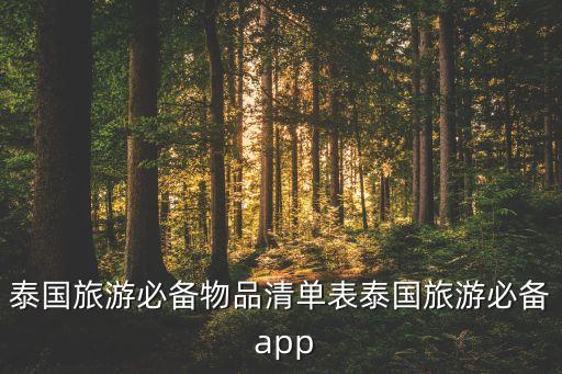 泰国旅游必备物品清单表泰国旅游必备 app