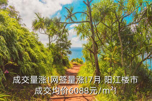 成交量涨!网签量涨!7月 阳江楼市成交均价6088元/m²!