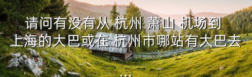 请问有没有从 杭州 萧山 机场到 上海的大巴或在 杭州市哪站有大巴去...