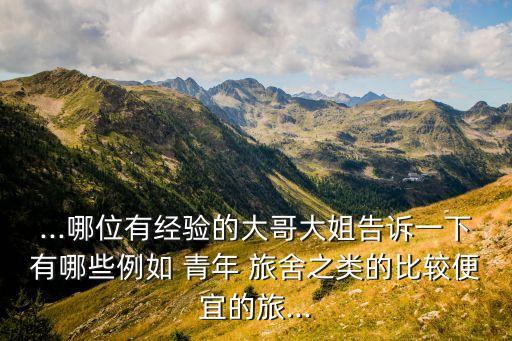...哪位有经验的大哥大姐告诉一下有哪些例如 青年 旅舍之类的比较便宜的旅...
