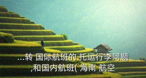 ...转 国际航班的 托运行李问题,和国内航班( 海南 航空