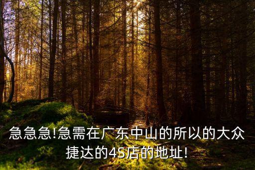 急急急!急需在广东中山的所以的大众捷达的4S店的地址!