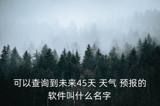 可以查询到未来45天 天气 预报的软件叫什么名字