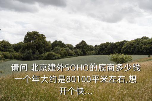 请问 北京建外SOHO的底商多少钱一个年大约是80100平米左右,想开个快...