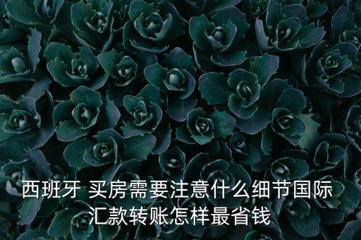 西班牙 买房需要注意什么细节国际 汇款转账怎样最省钱