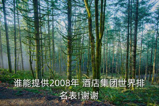 谁能提供2008年 酒店集团世界排名表!谢谢