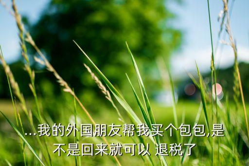 ...我的外国朋友帮我买个包包,是不是回来就可以 退税了