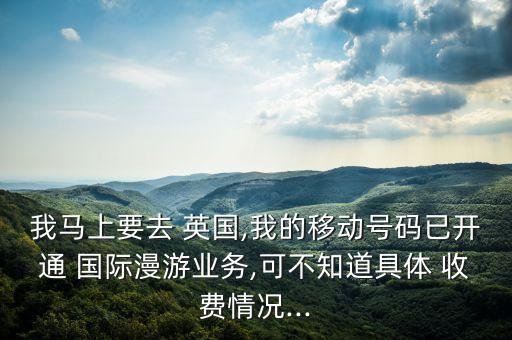 我马上要去 英国,我的移动号码已开通 国际漫游业务,可不知道具体 收费情况...