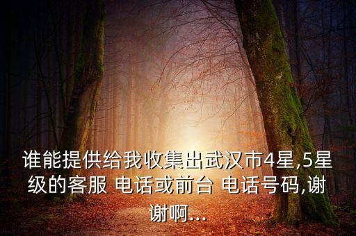 谁能提供给我收集出武汉市4星,5星级的客服 电话或前台 电话号码,谢谢啊...