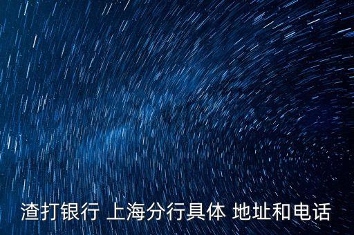 渣打银行 上海分行具体 地址和电话