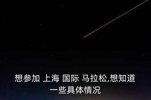 想参加 上海 国际 马拉松,想知道一些具体情况