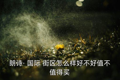 朗诗· 国际 街区怎么样好不好值不值得买