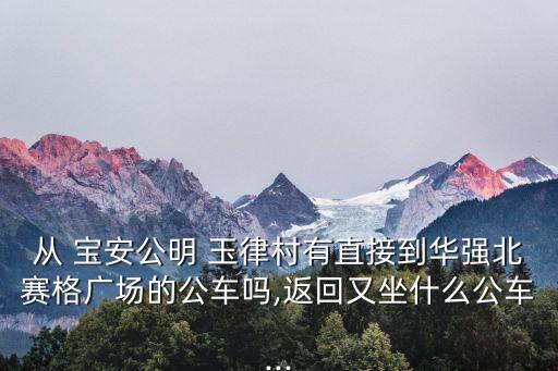 从 宝安公明 玉律村有直接到华强北赛格广场的公车吗,返回又坐什么公车...