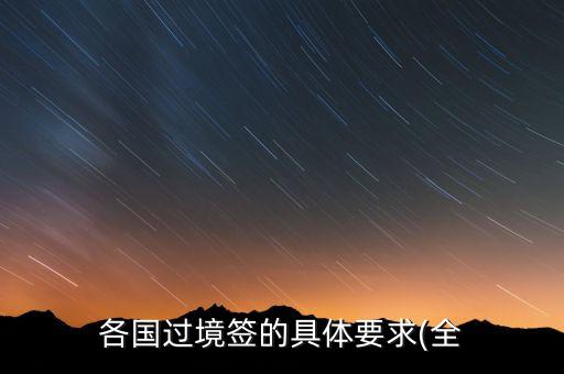 各国过境签的具体要求(全