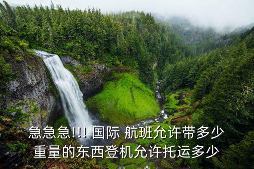 急急急!!! 国际 航班允许带多少重量的东西登机允许托运多少
