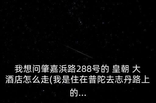 我想问肇嘉浜路288号的 皇朝 大酒店怎么走(我是住在普陀去志丹路上的...