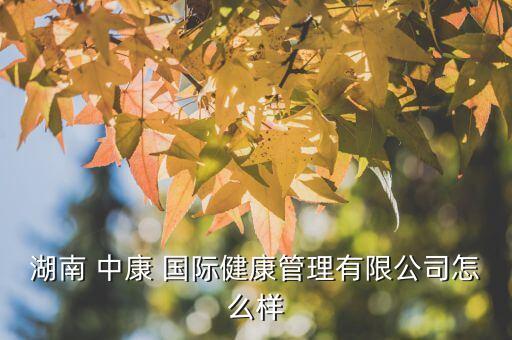 湖南 中康 国际健康管理有限公司怎么样