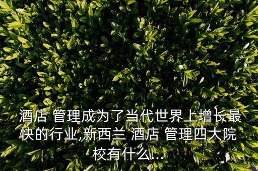  酒店 管理成为了当代世界上增长最快的行业,新西兰 酒店 管理四大院校有什么...
