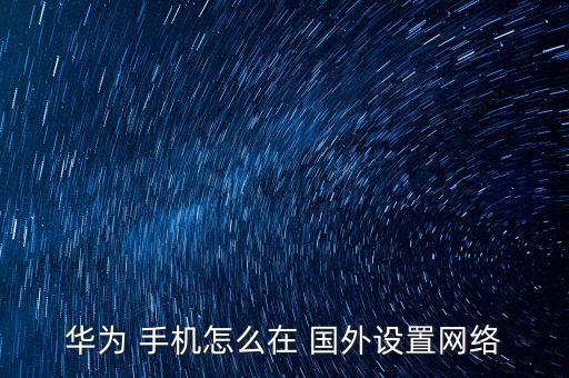 华为 手机怎么在 国外设置网络