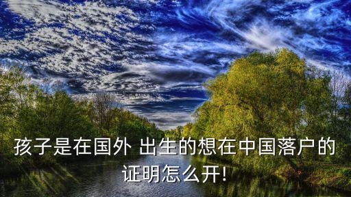 孩子是在国外 出生的想在中国落户的证明怎么开!