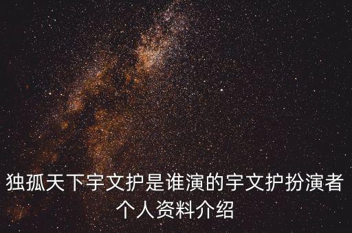 独孤天下宇文护是谁演的宇文护扮演者个人资料介绍
