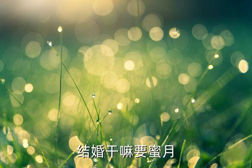 蜜月婚，结婚干嘛要蜜月