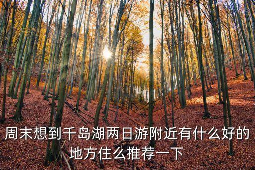 周末想到千岛湖两日游附近有什么好的地方住么推荐一下