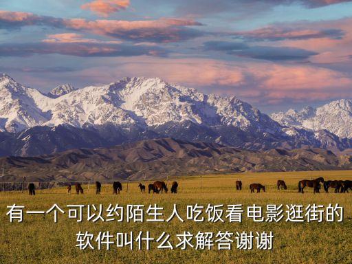有一个可以约陌生人吃饭看电影逛街的软件叫什么求解答谢谢