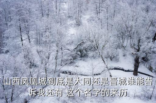 山西凤凰城到底是大同还是晋城谁能告诉我还有 这个名字的来历