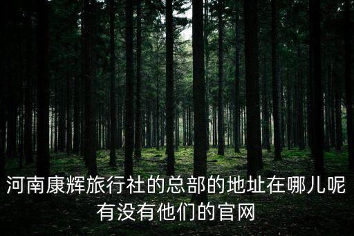 河南康辉旅行社的总部的地址在哪儿呢有没有他们的官网