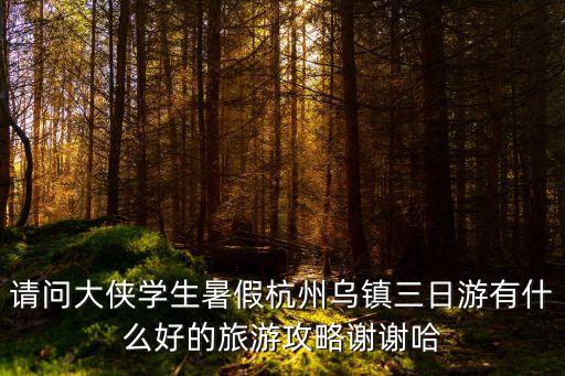 请问大侠学生暑假杭州乌镇三日游有什么好的旅游攻略谢谢哈