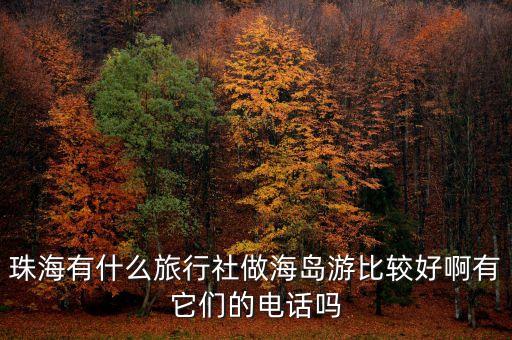 珠海有什么旅行社做海岛游比较好啊有它们的电话吗