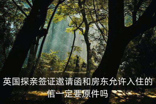 英国探亲签证邀请函和房东允许入住的信一定要原件吗