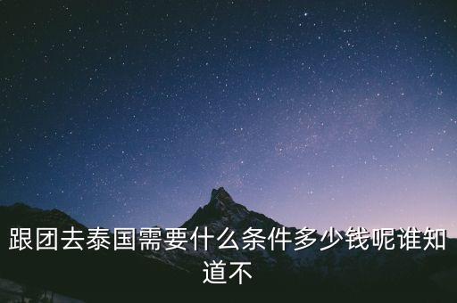 跟团去泰国需要什么条件多少钱呢谁知道不