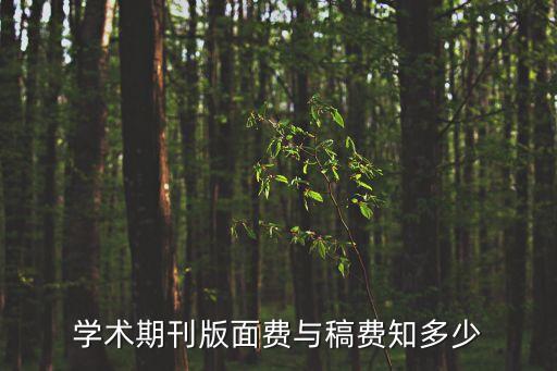 学术期刊版面费与稿费知多少