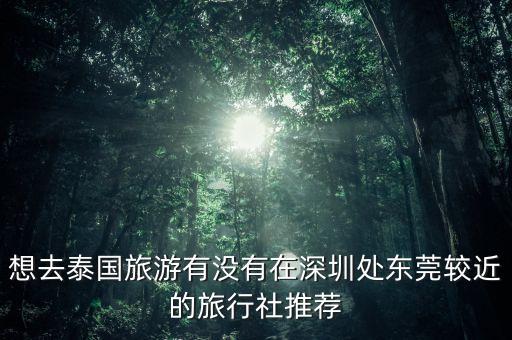 想去泰国旅游有没有在深圳处东莞较近的旅行社推荐
