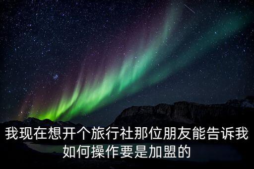 我现在想开个旅行社那位朋友能告诉我如何操作要是加盟的