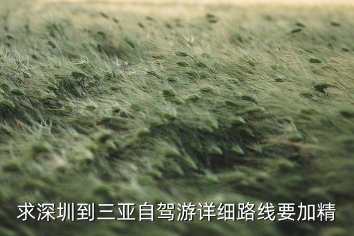 求深圳到三亚自驾游详细路线要加精
