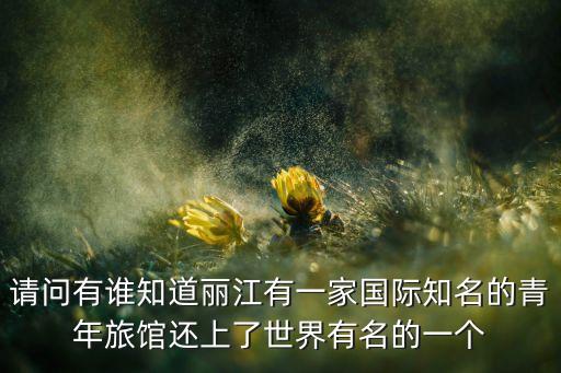 请问有谁知道丽江有一家国际知名的青年旅馆还上了世界有名的一个