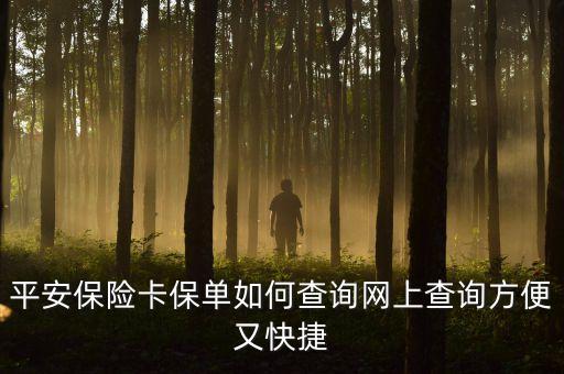 平安保险卡保单如何查询网上查询方便又快捷