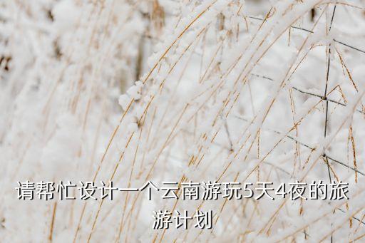 请帮忙设计一个云南游玩5天4夜的旅游计划