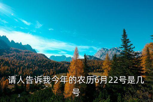 请人告诉我今年的农历6月22号是几号