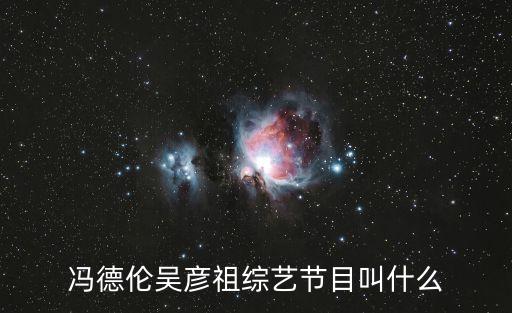 冯德伦吴彦祖综艺节目叫什么