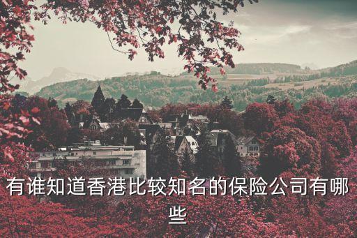 有谁知道香港比较知名的保险公司有哪些