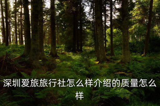 深圳爱旅旅行社怎么样介绍的质量怎么样