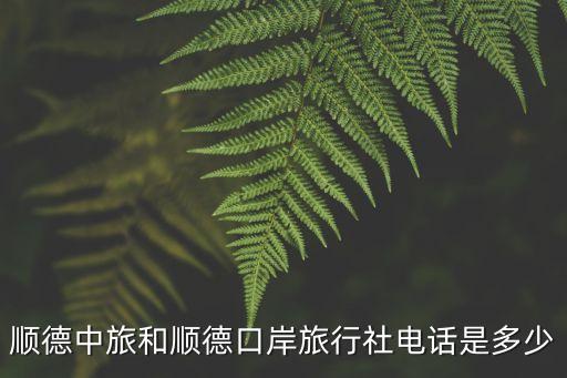 顺德中旅和顺德口岸旅行社电话是多少