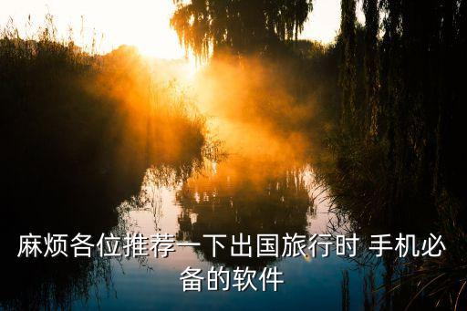 麻烦各位推荐一下出国旅行时 手机必备的软件
